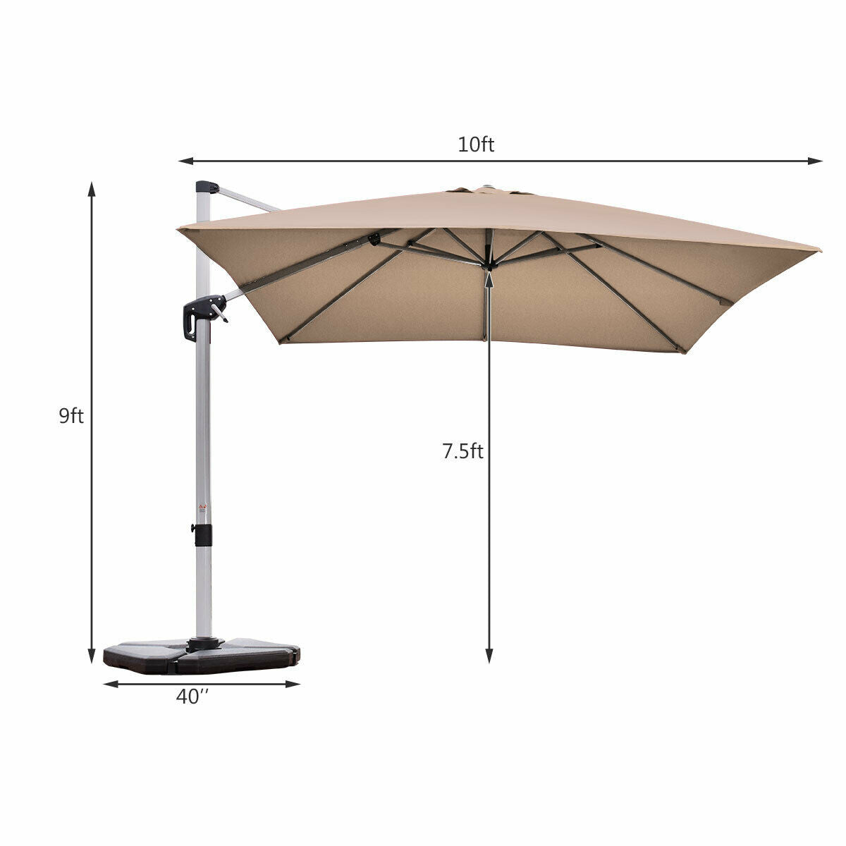 instructions 10feet patio umbrella 10 Feet 360° Tilt Aluminum Square Patio Umbrella without Weight Base – promotionb2b