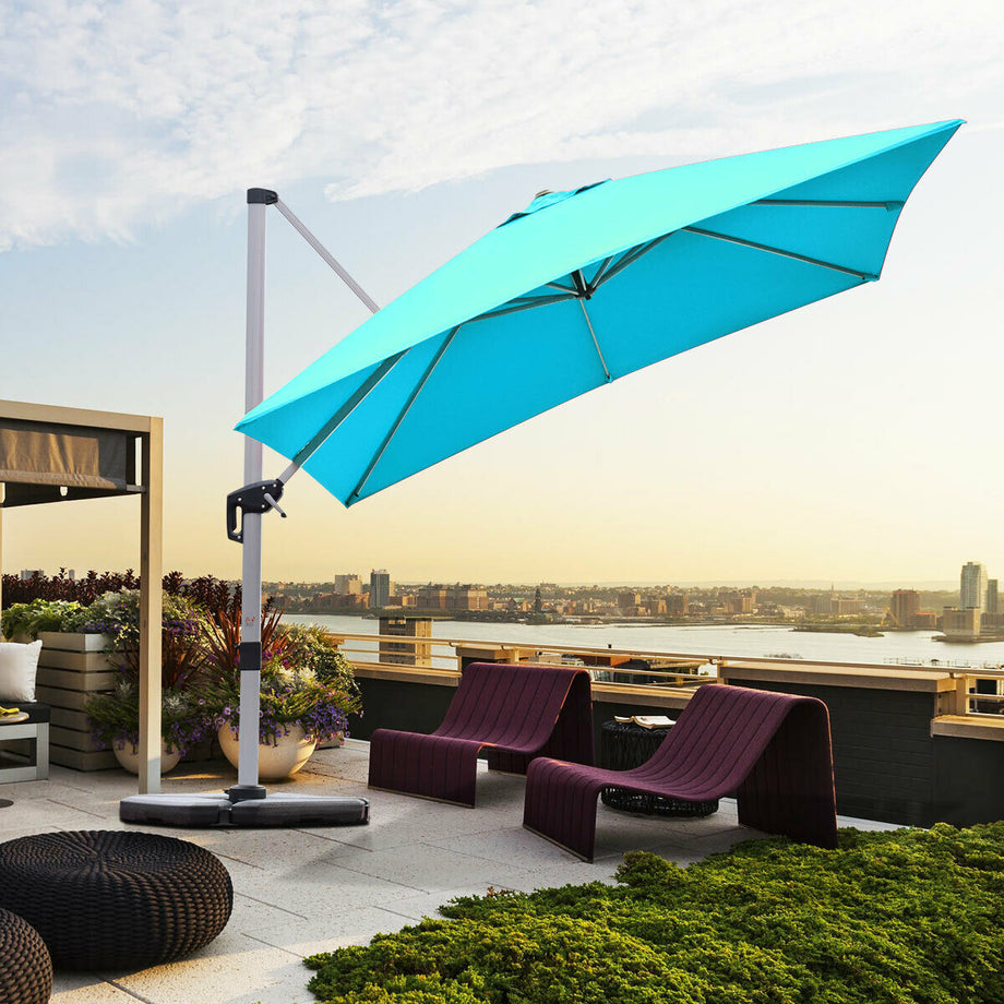 10 Feet 360° Tilt Aluminum Square Patio Umbrella without Weight Base – promotionb2b