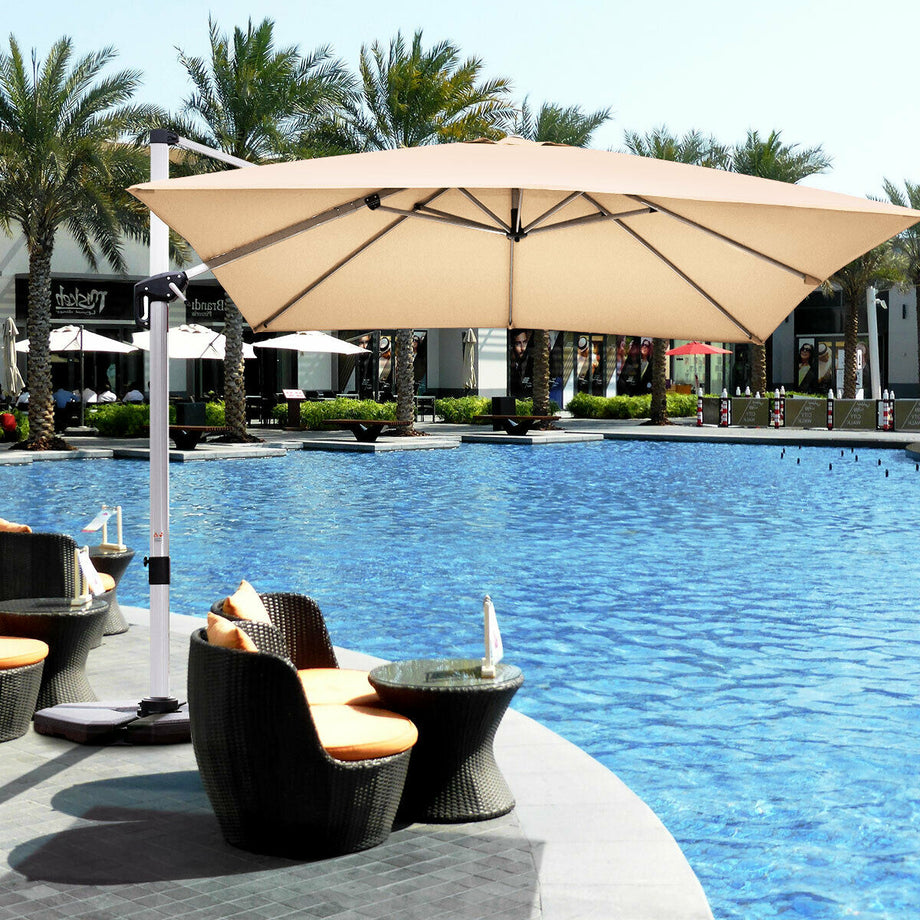 10 Feet 360° Tilt Aluminum Square Patio Umbrella without Weight Base –  promotionb2b
